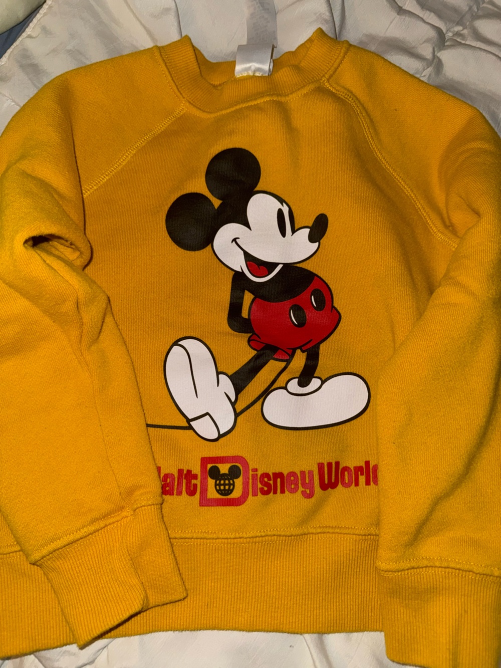 Disney Yellow Mickey Mouse Sweatshirt with Red & Black Graphic